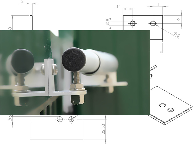 Seitliche Ansicht eines Gartentorschließers montiert an einem Gartentor